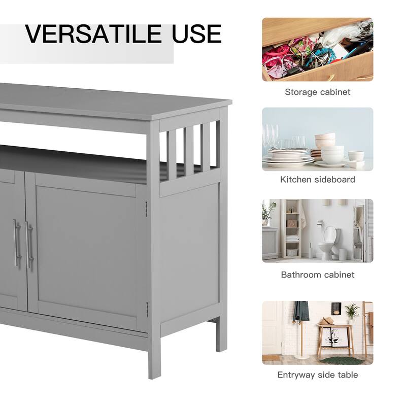 HOMCOM Kitchen Console Table, Buffet Sideboard, Wooden Storage Table with 2-Level Cabinet and Open Space