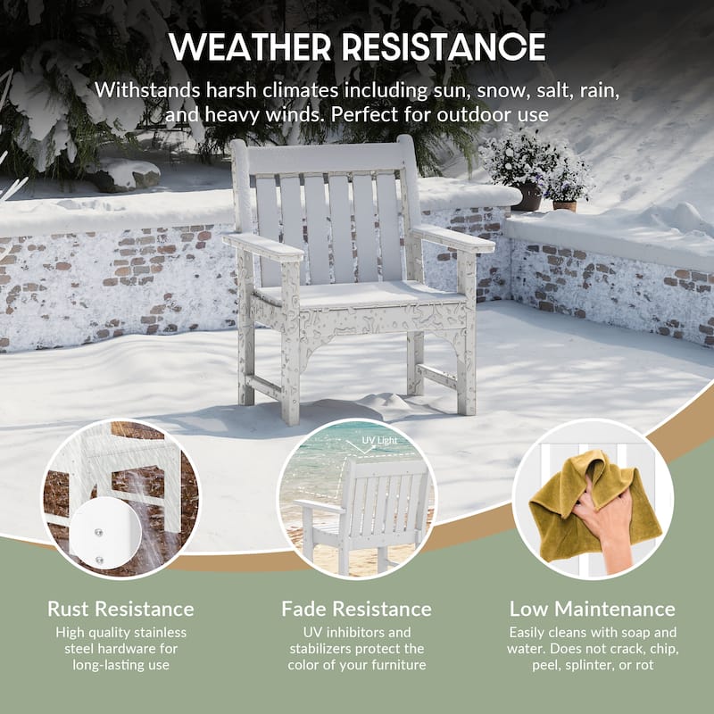 Polytrends Laguna Outdoor Patio 3-Piece Garden Arm Chair Conversation Set With Side Table