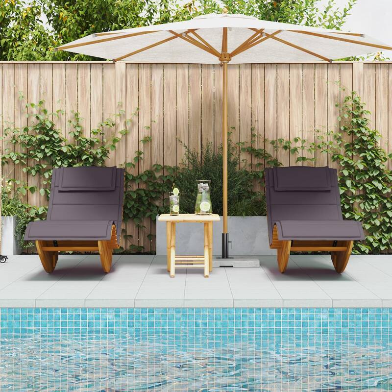 vidaXL Rocking Sun Loungers with Cushions 2 pcs Solid Wood Acacia - 23.6 x 60.6 x 29.1