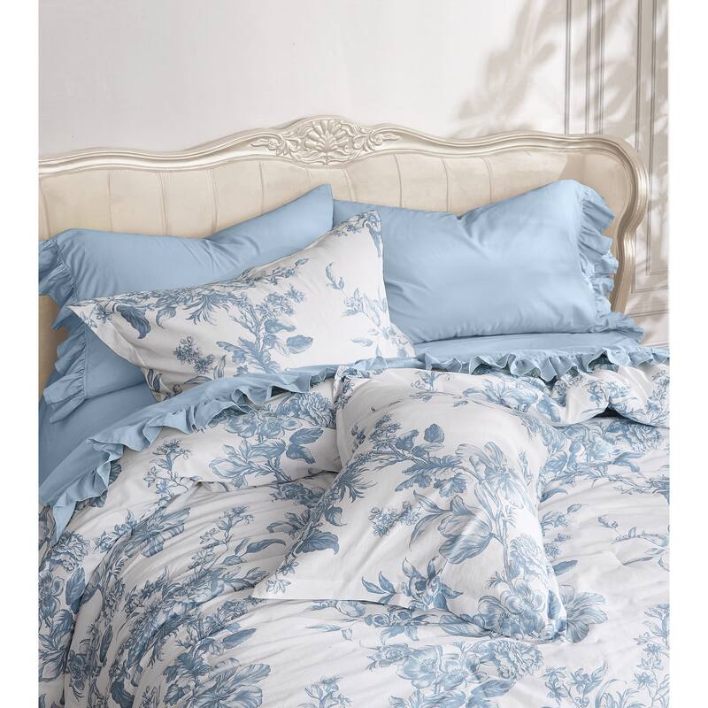 Shabby Chic Floral Toile Comforter Set