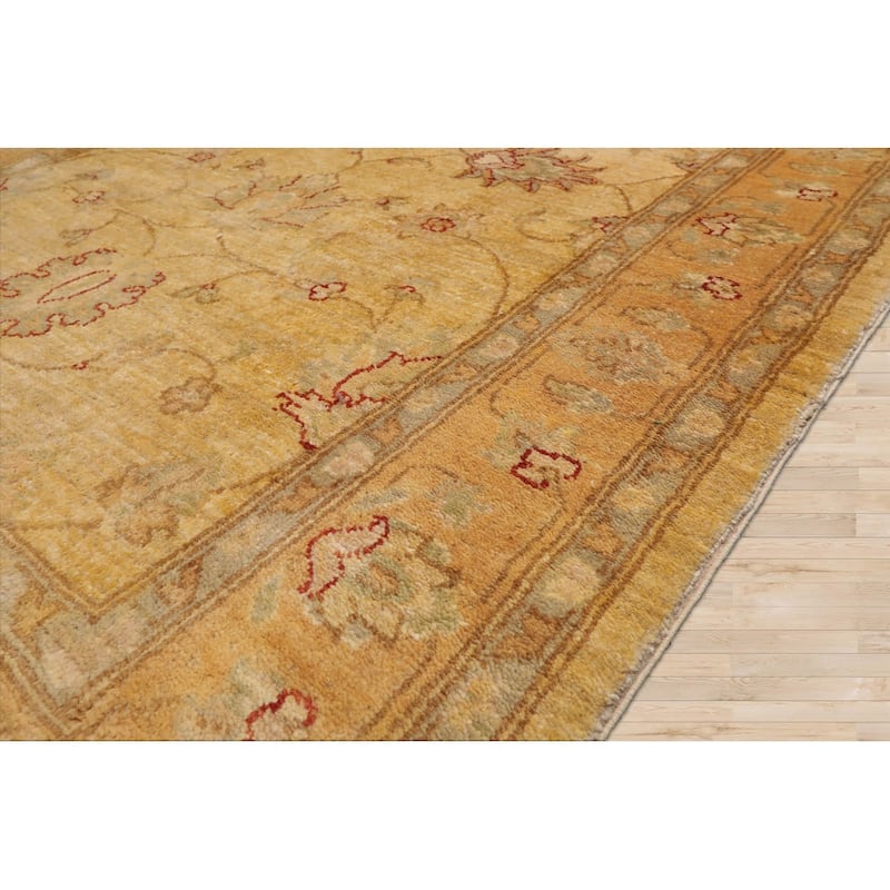 Hand Knotted Chobi Peshawar Beige Persian Wool Traditional Area Rug - 4' 7'' x 12' 5''