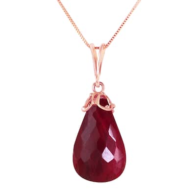 14.8 Carat 14K Solid Gold Elegant Necklace Briolette Natural Ruby