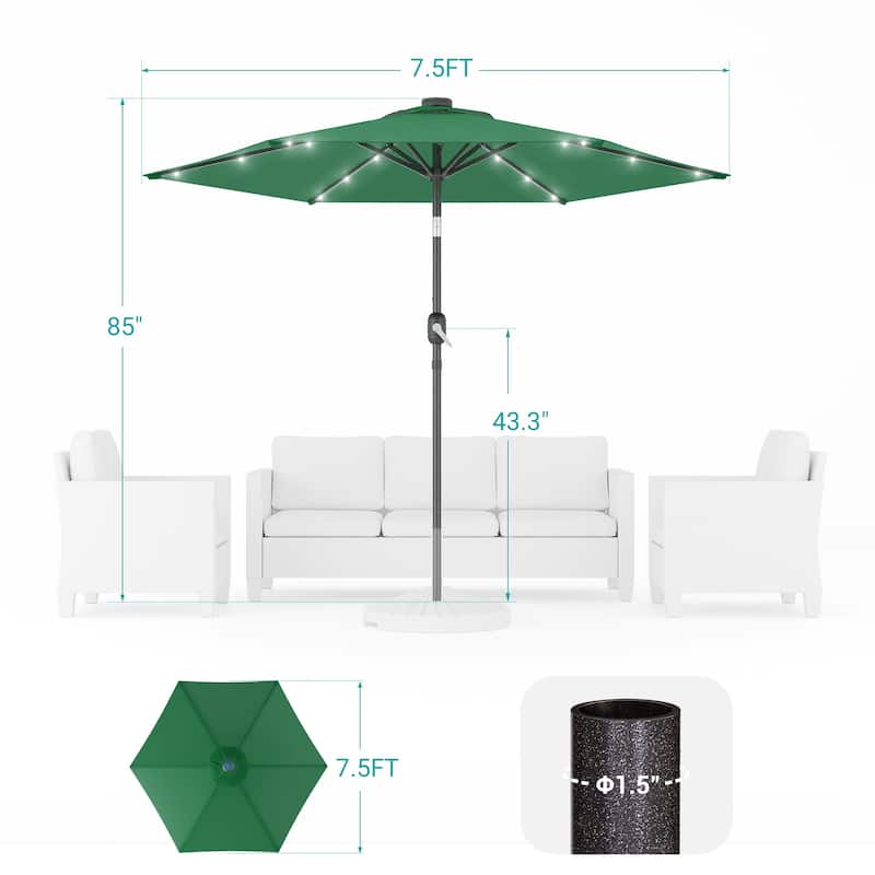 Bonosuki 7.5Ft LED Patio Market Umbrella Outdoor Table Umbrella