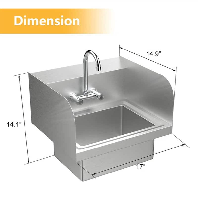 Wall Mount Stainless Steel Hand Wash Sink Heavy Duty with Faucet