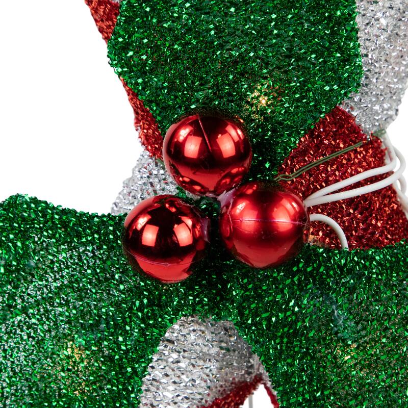 27" Lighted Sparkling Red and Silver Double Candy Cane Outdoor Christmas Decor