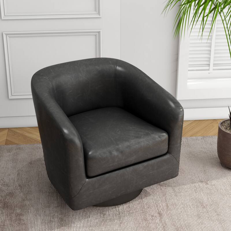 Modern Upholstered Barrel Chair Swivel Accent Chair for Living Room