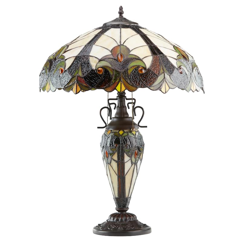 Gracewood Hollow Lemsine Brown and Cream 2-light Art Glass Table Lamp