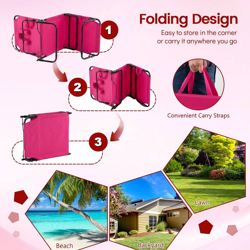 Gymax 2PCS Folding Beach Sun Lounger w/Face Hole Removable Pillows