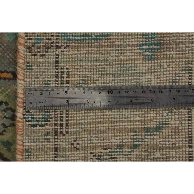 Hand Knotted Oriental 100% Wool Carpet Traditional Floral Greys & Charcoal Tabriz Area Rug - 9' 3'' X 6' 5''