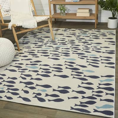 Mod-Tod School of Fish Coastal Area Rug