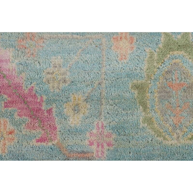 Grey Floral Oushak Indian Area Rug Handmade Wool Carpet - 8'8"x 12'6"