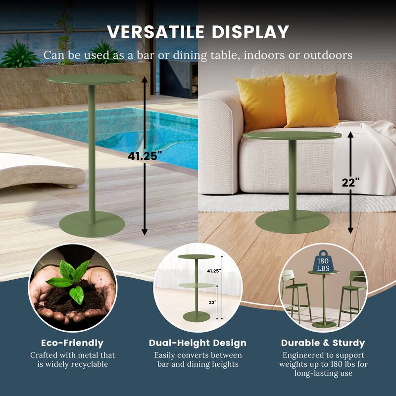 Frond and Form 2-Person Outdoor Round Dining Set Bar Height