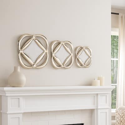 Metal Decorative Wall Decor Floral Design (Set of 3) - 16/14/12" Gold