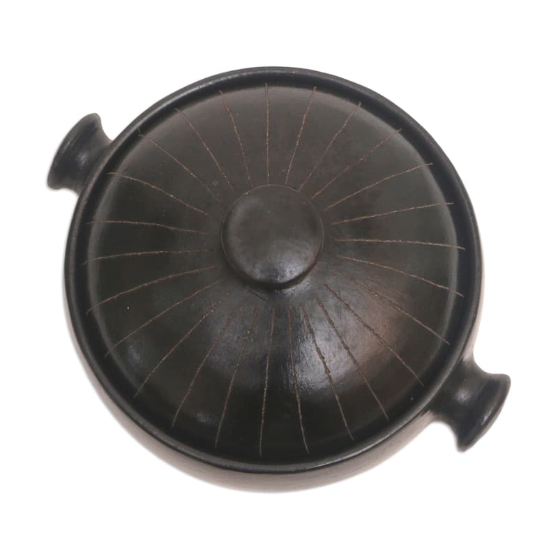 Novica Handmade Dark Delight Ceramic Lidded Bowl