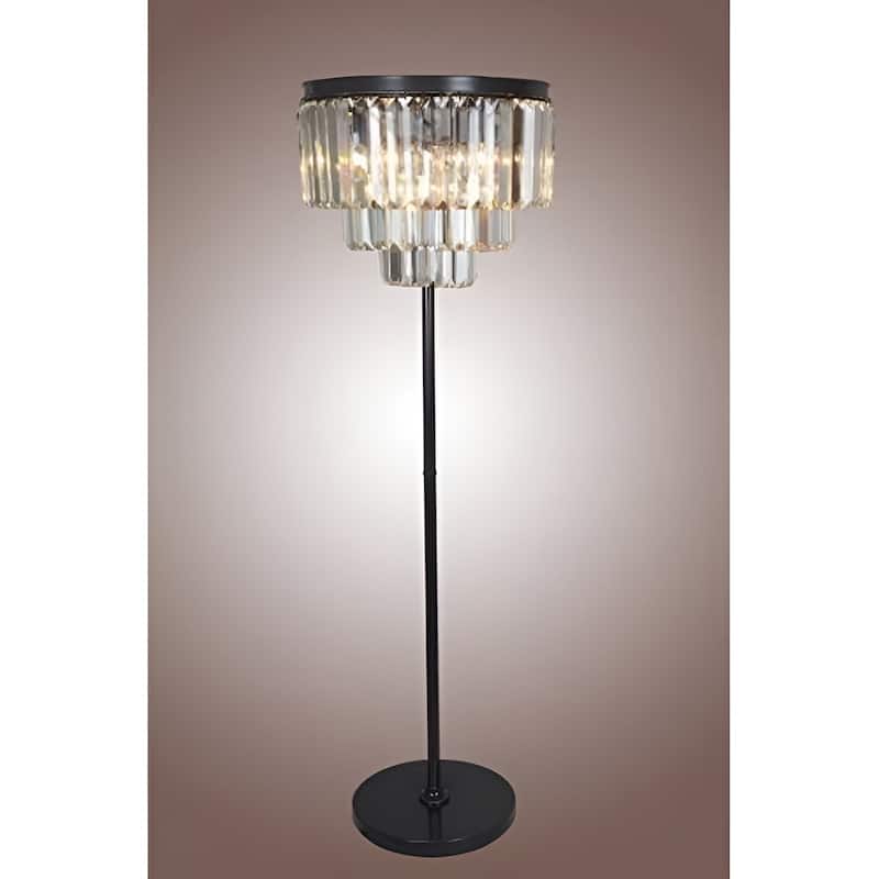 Crystal Luxury Floor Lamp with Chandelier Look, Three Tiers Clear Glass