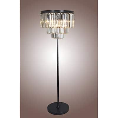 Crystal Luxury Floor Lamp with Chandelier Look, Three Tiers Clear Glass