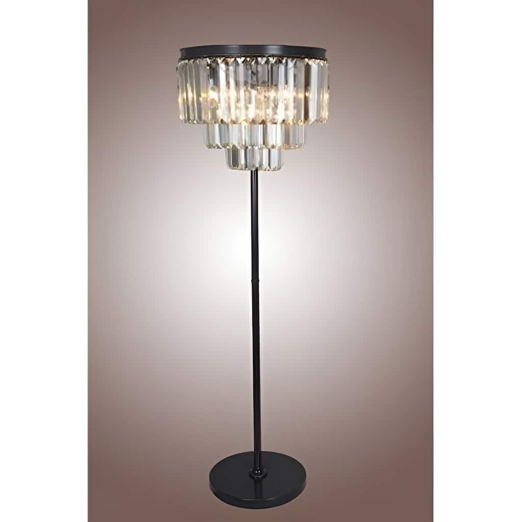 Odeon Clear Crystal Fringe Luxury Floor Lamp Tiers Clear Glass