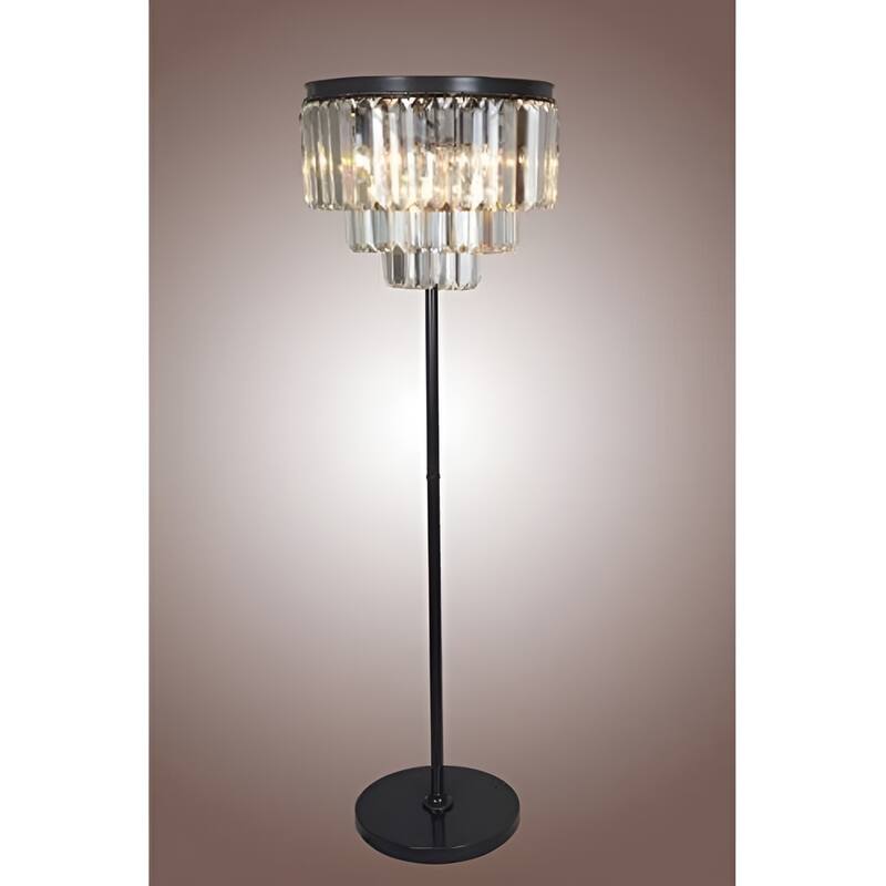 Odeon Clear Crystal Fringe Luxury Floor Lamp Tiers Clear Glass