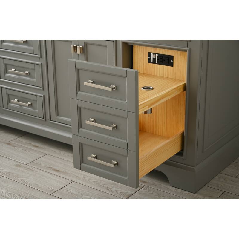 84" Milano Classic Double Bathroom Vanity in Gray