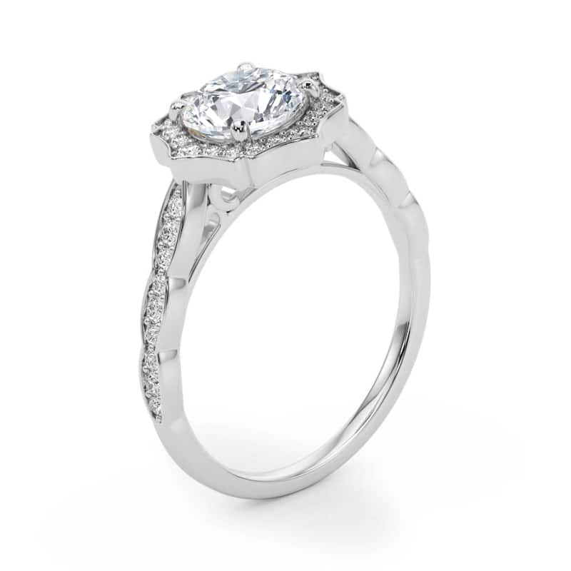 Auriya 14k White Gold Lab Grown Round Diamond Halo Engagement Ring 0.50 to 5.00 ct. tw. (F-G VS)