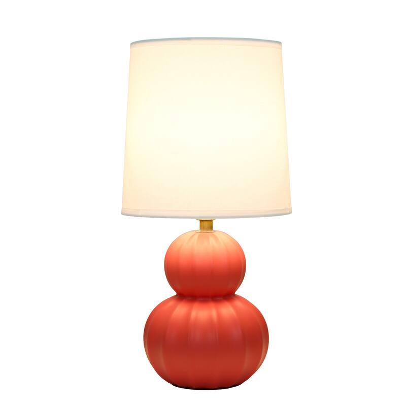 Stacked Double Gourd Ceramic Table Lamp with Tapered Shade - 12.5" - Orange