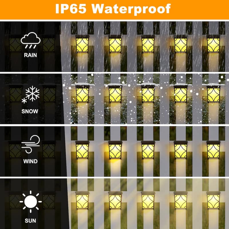 2 Modes LED Solar Fence Lights Waterproof,8 Pack