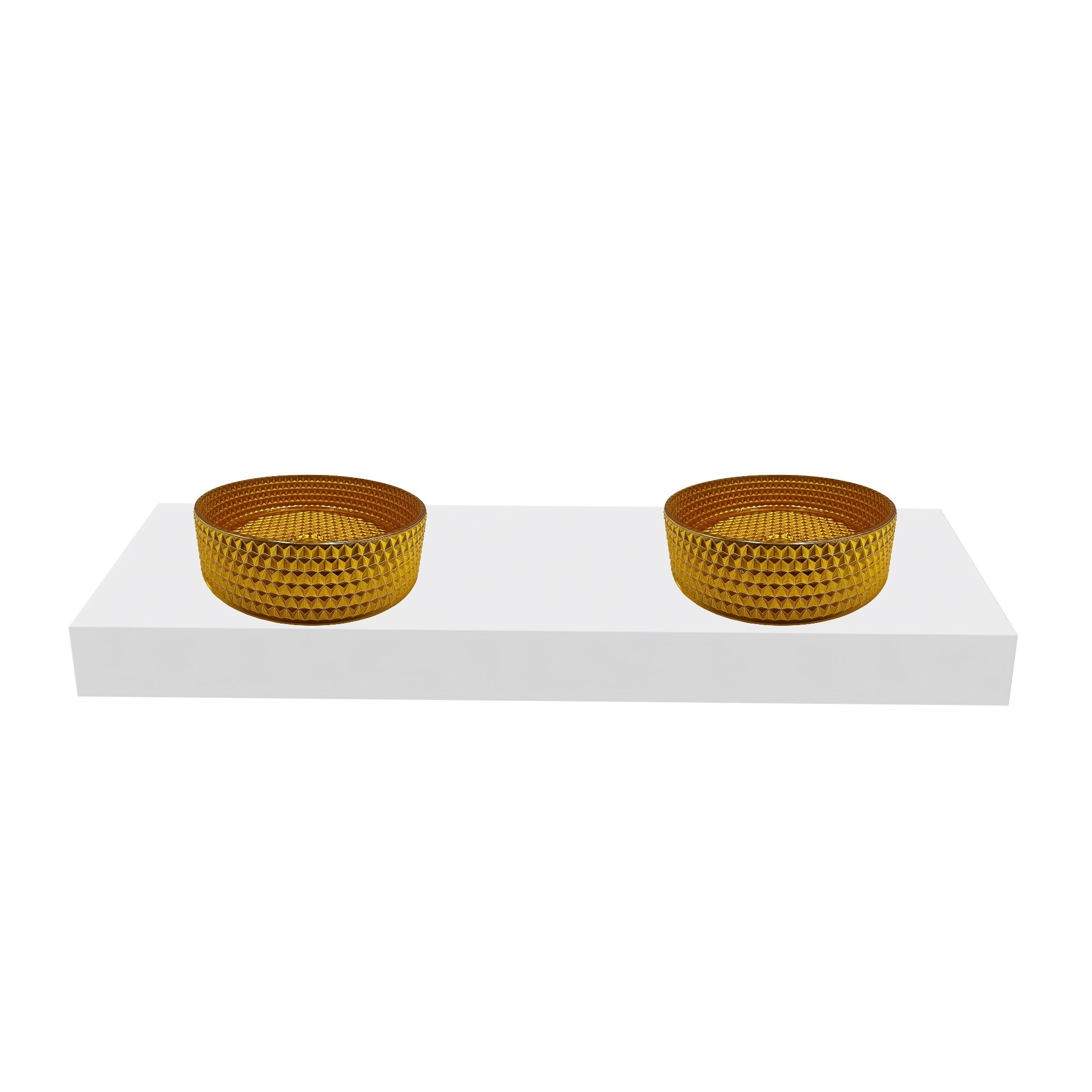 CastelloUSA 16" Round Decorative Gold Crystal Sink With Base