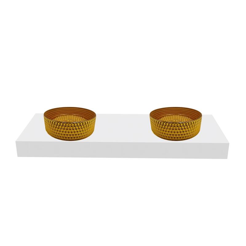 CastelloUSA 16" Round Decorative Gold Crystal Sink With Base - 60"