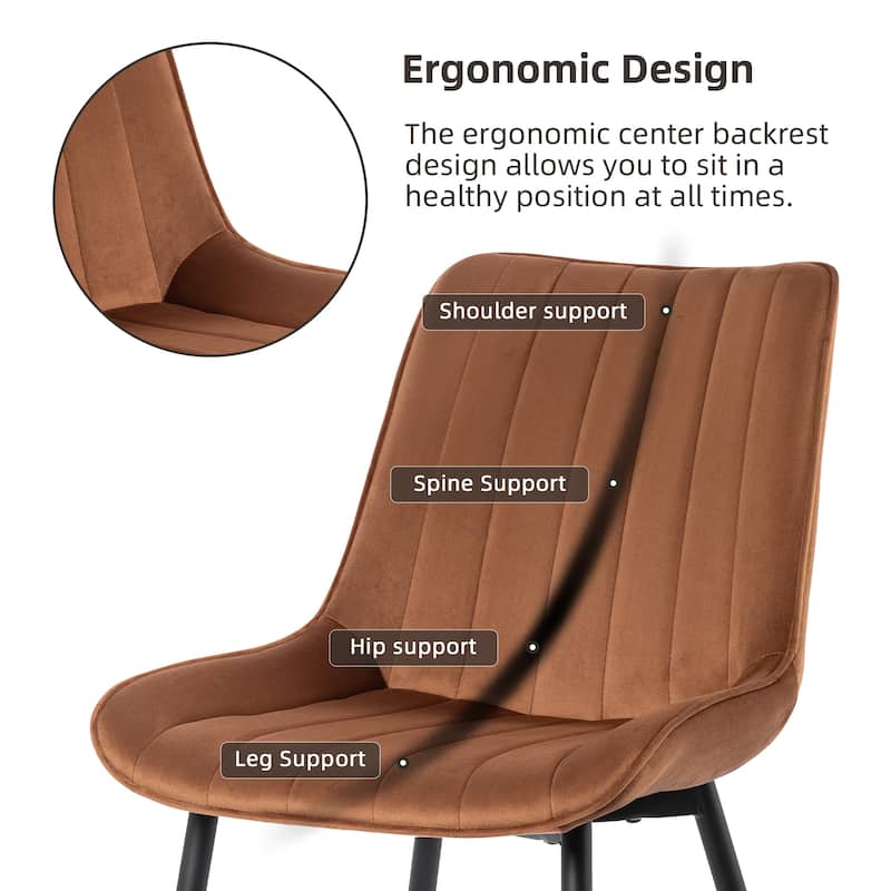 XINMICS Mid-century Modern Dining Chairs, Velvet Upholstered Metal Side Chair, Set of 2/4/6