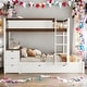 preview thumbnail 1 of 16, Full-Over-Full Bunk Bed with Twin size Trundle,Storage and Desk,Space-Efficient Multifunctional Loft Bunk Bed With Storage White+Walnut