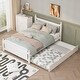 preview thumbnail 5 of 6, White Full Size Platform Bed Frame with Pull-out Trundle