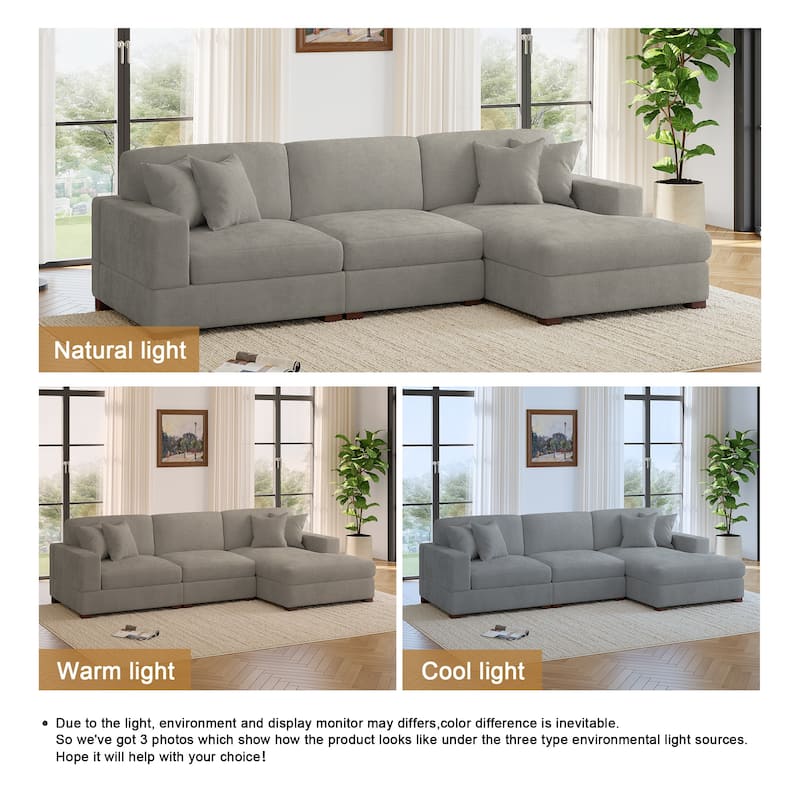 Oversized Modern Chenille Modular Sectional Sofa with Chaise
