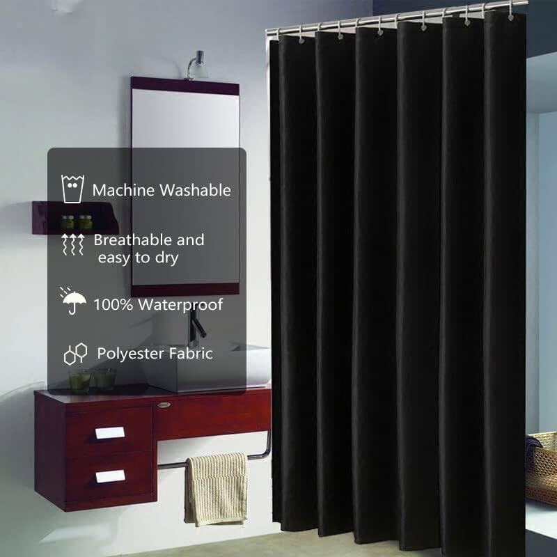 Fabric Shower Curtain Liner, Waterproof Hotel Quality, 72"x72", Black