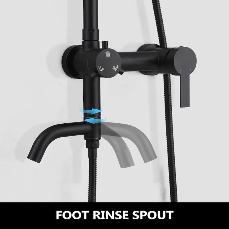 47"H 3-Function 304 Stainless Steel Wall-Mounted Outdoor Shower System