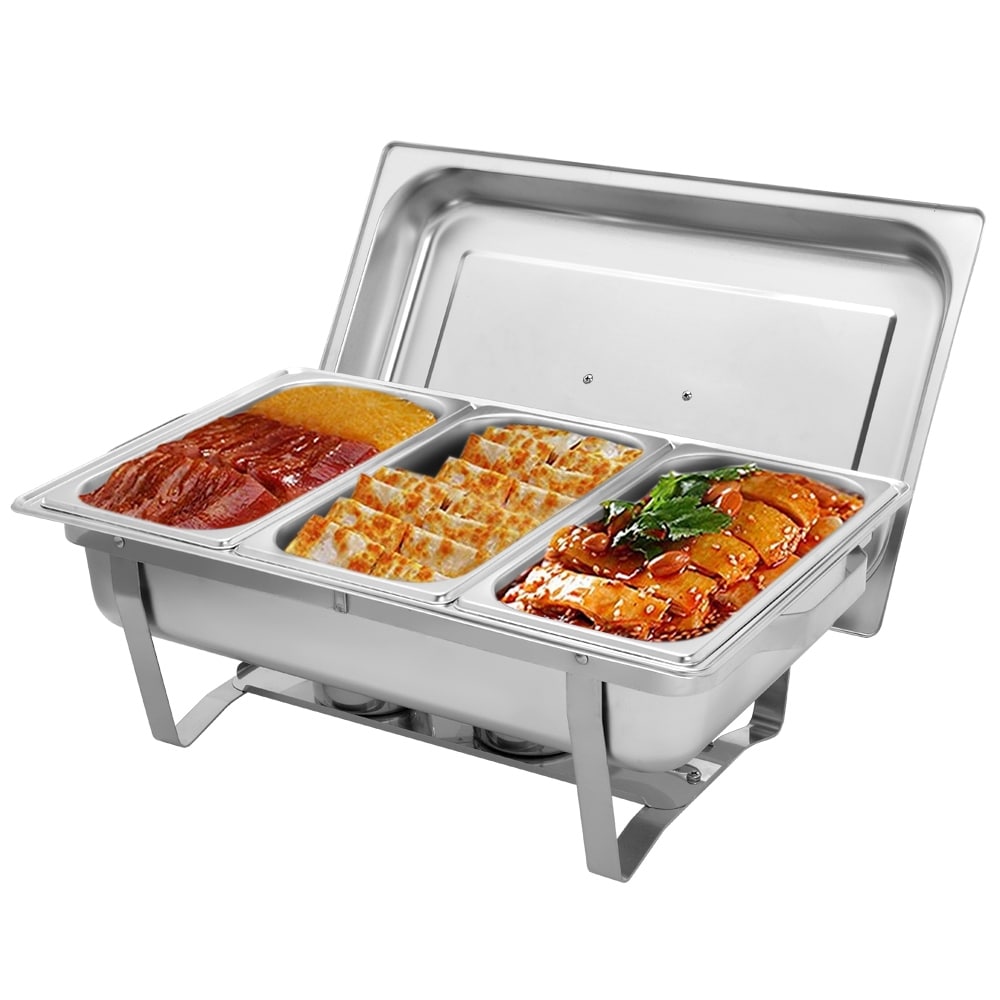 9L 1/2 Sets of Dishes Stainless Steel Rectangular Buffet Stove