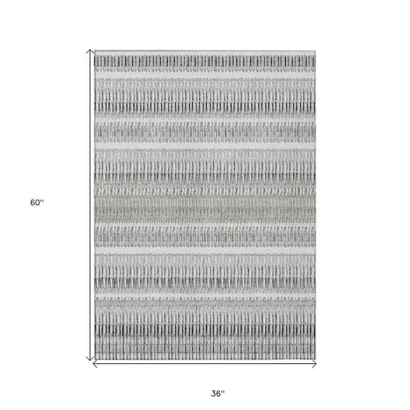 HomeRoots Striped Transitional Rectangle Outdoor Rug