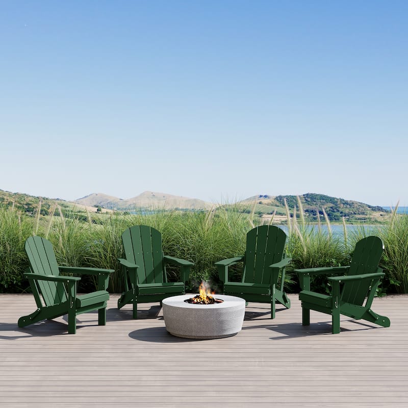 Polytrends Laguna Weather Resistant Outdoor Patio Folding Adirondack Chairs (Set of 4)