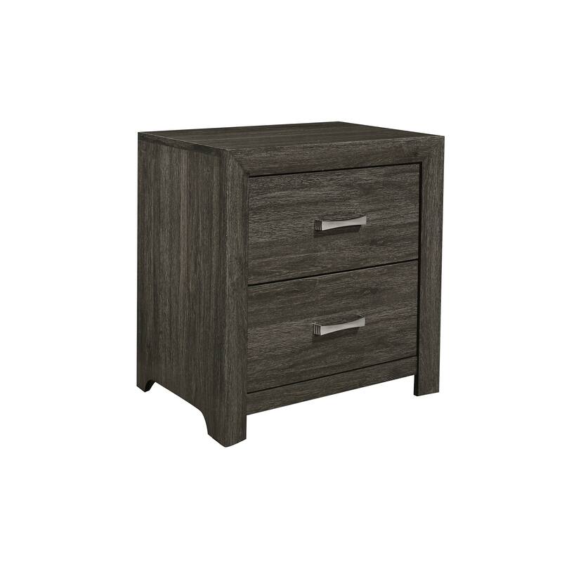 Contemporary Dark Gray Nightstand with Chrome Handles