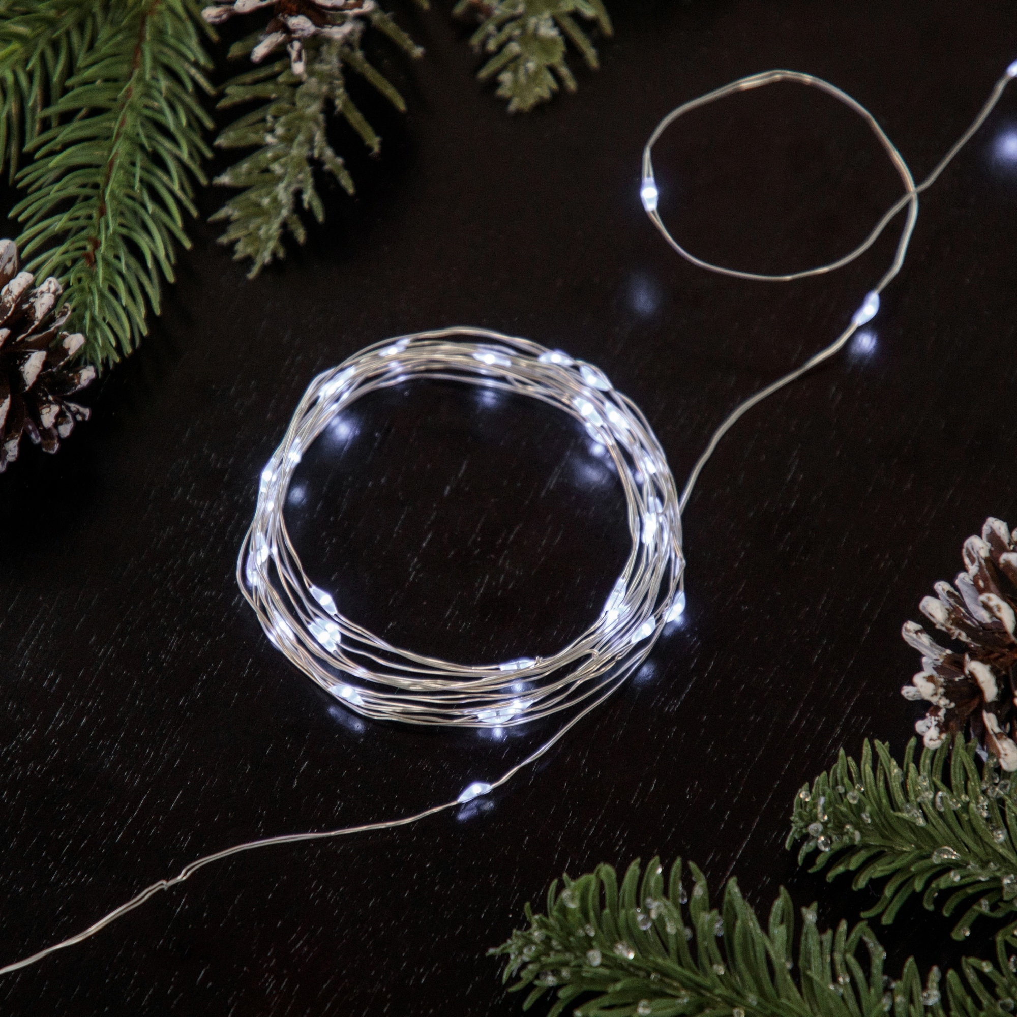 50-Count LED Micro Fairy Christmas Lights - 16ft Copper Wire