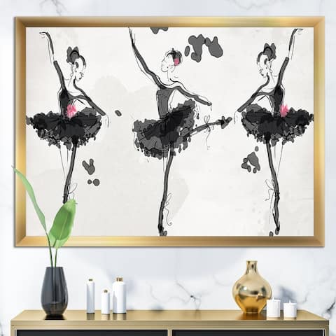 Designart "Dancers In Black" Fashion Premium Framed Art Print