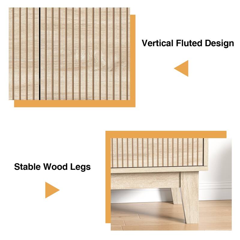 Anmytek Modern 4-Door Wood Buffet Sideboard 55" Wide Rectangular Storage Cabinet with Adjustable Shelves
