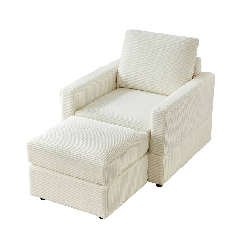 GDFStudio Classic Corduroy Club Chair with Ottoman