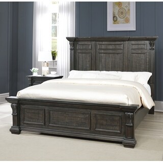 Roundhill Furniture Farson Distressed Dark Walnut Finish Wood Panel Bed