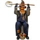 preview thumbnail 1 of 10, Haunted Hill Farm Smiling Jack the Shovel-Wielding Sitting Scarecrow by Tekky, Premium Talking Halloween Animatronic