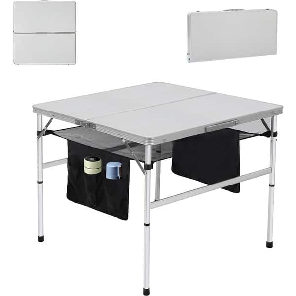 Folding Square Table Card Table Camping Folding Table Square Table Fold in Half MDF Table with