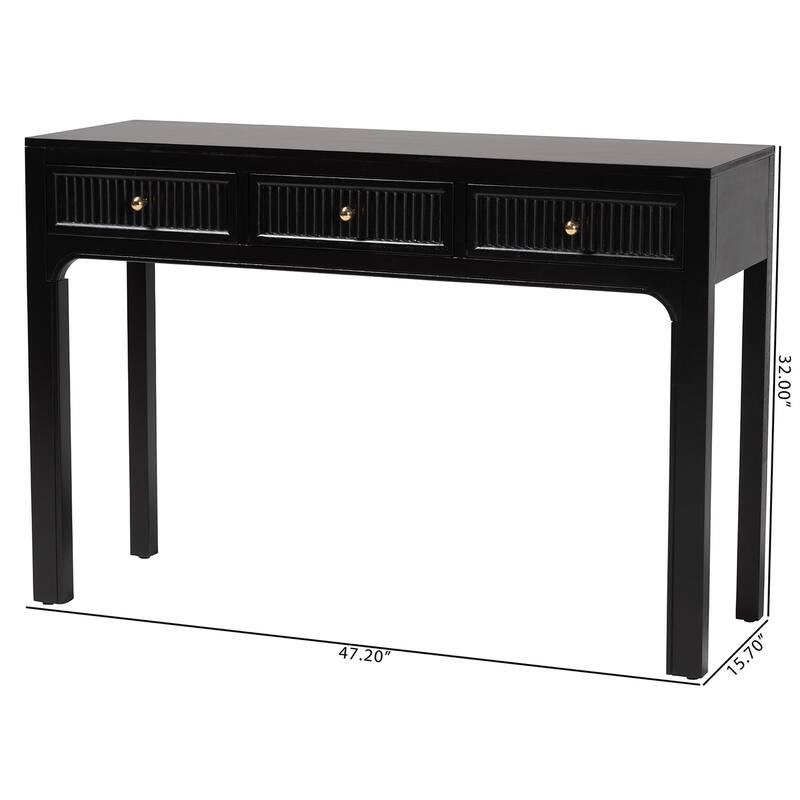 Leah Console Table - 3-Drawer Accent Table with Fluted Wood Detailing for Living Room, Hallway, or Entryway