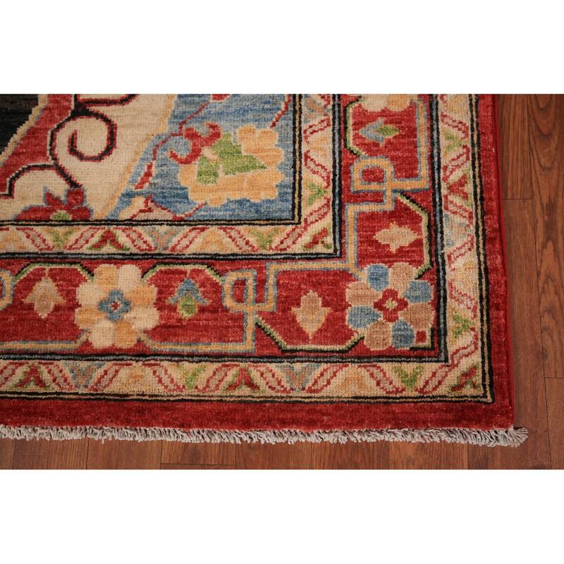 Black Vegetable Dye Heriz Oriental Rug Handmade Wool Carpet - 4'11" x 6'8"