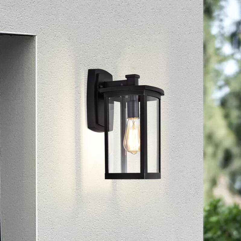 1-light Textured Black Outdoor Wall Lantern