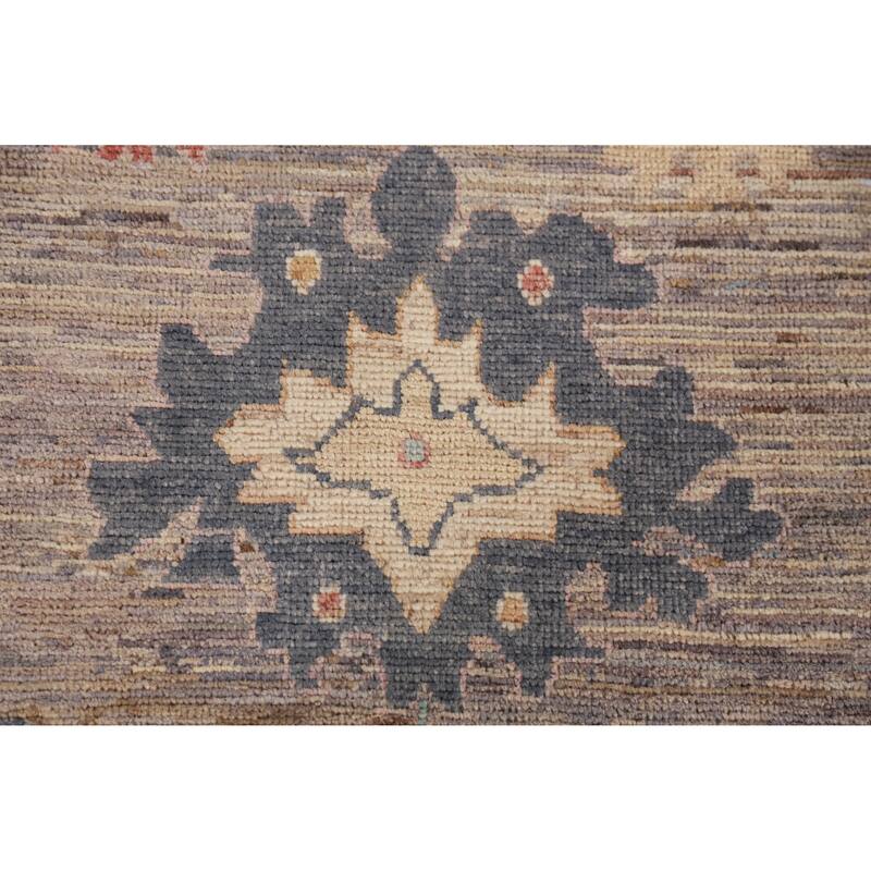 Hand Knotted Oriental 100% Wool Carpet Transitional Floral Multi-Colored Oushak Runner Rug - 9' 10'' X 2' 6''