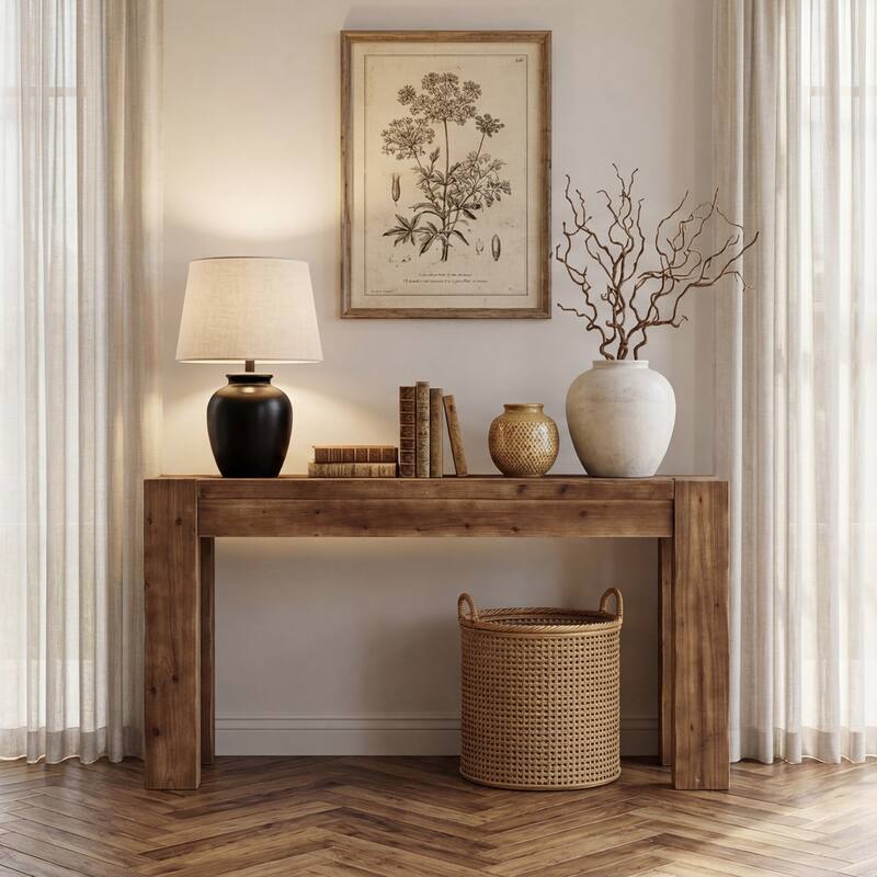 63-Inch Farmhouse Solid Wood Console Table